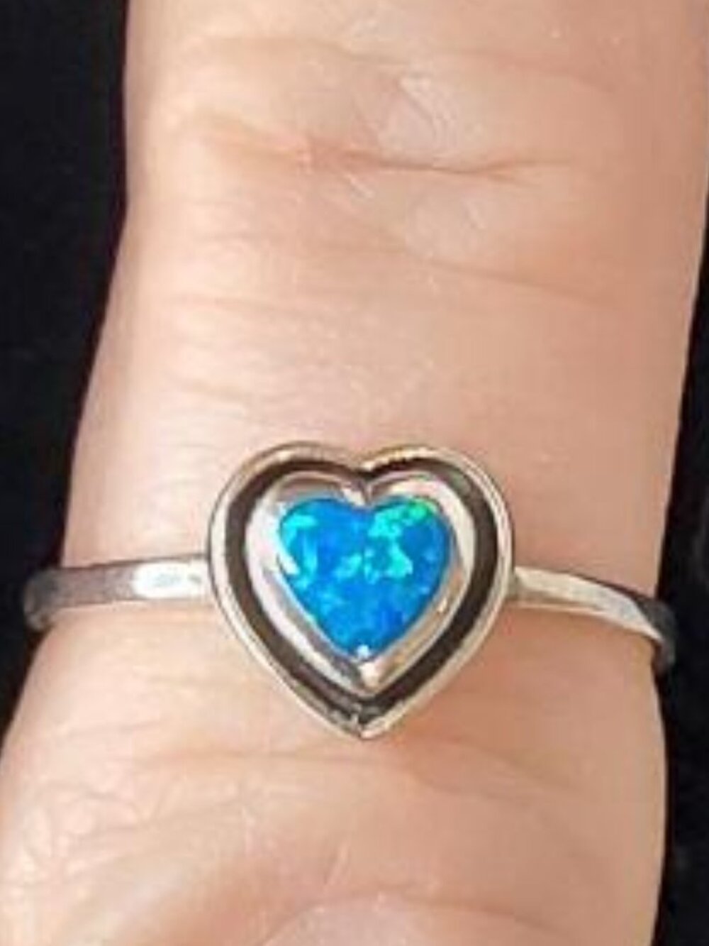 Sterling Silver 925 Blue Heart Ring Size 6.5